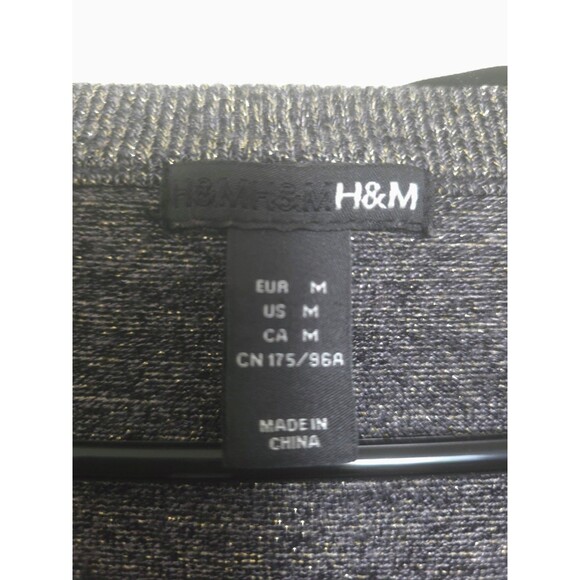 H&M Metallic Button-Up Cardigan Sweater, Gold Thread, Size Medium, Sparkly Top - Picture 5 of 6